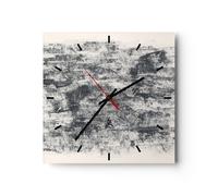 Reloj de Pared 30x30cm Reloj de Vidrio Negro Fondo Pintura Silencioso Decorativo