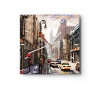 Reloj de Pared 30x30cm Reloj de Vidrio Nueva York Acuarela Silencioso Decorativo