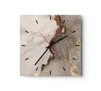 Reloj de Pared 30x30cm Reloj de Vidrio Piedra Arena Abstracción Silencioso