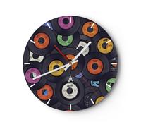 Reloj de Pared 30x30cm Reloj de Vidrio Placas vinilos gráficos Silencioso