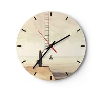 Reloj de Pared 30x30cm Reloj de Vidrio Símbolo Mujer Escalera Silencioso