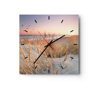 Reloj de Pared 30x30cm Reloj de Vidrio sol pájaros arena Silencioso Decorativo