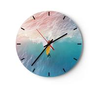 Reloj de Pared 30x30cm Reloj de Vidrio Surf Ola Luz Silencioso Decorativo
