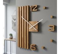 Reloj de Pared 3D DIY de Madera de Roble Listones Grandes de 60 cm 3D Reloj de Pared de diseño Moderno EKO Relojes de Pared Decoración Relojes para Oficina, Sala de Estar, Dormitorio