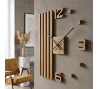 Reloj de Pared 3D DIY de Madera de Roble Listones Grandes de 60 cm 3D Reloj de Pared de diseño Moderno EKO Relojes de Pared Decoración Relojes para Oficina, Sala de Estar, Dormitorio