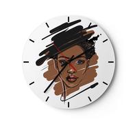 Reloj de Pared 40x40cm Reloj de Vidrio Africano Moderno Retrato Silencioso