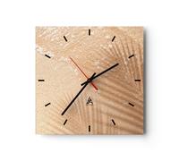 Reloj de Pared 40x40cm Reloj de Vidrio Arena Sombra Hojas Silencioso Decorativo