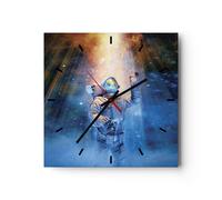 Reloj de Pared 40x40cm Reloj de Vidrio Astronauta Luz Cosmos Silencioso