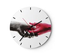 Reloj de Pared 40x40cm Reloj de Vidrio Ayuda Manos Símbolo Silencioso Decorativo
