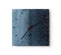 Reloj de Pared 40x40cm Reloj de Vidrio azul dorado fondo Silencioso Decorativo
