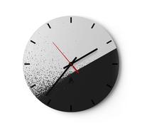 Reloj de Pared 40x40cm Reloj de Vidrio Blanco Y Negro De Fondo Geometría