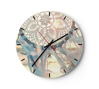 Reloj de Pared 40x40cm Reloj de Vidrio Boho Adorno Colgante Silencioso