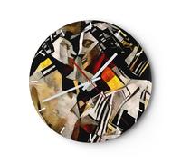 Reloj de Pared 40x40cm Reloj de Vidrio escultura moderna Silencioso Decorativo