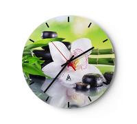 Reloj de Pared 40x40cm Reloj de Vidrio flor orquídea Silencioso Decorativo
