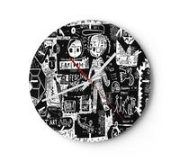Reloj de Pared 40x40cm Reloj de Vidrio graffiti moderno Silencioso Decorativo