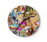 Reloj de Pared 40x40cm Reloj de Vidrio graffiti moderno Silencioso Decorativo