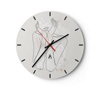 Reloj de Pared 40x40cm Reloj de Vidrio Gráficos Mujer Luz Silencioso Decorativo