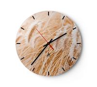 Reloj de Pared 40x40cm Reloj de Vidrio Hierba Boho Luz Silencioso Decorativo