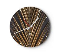 Reloj de Pared 40x40cm Reloj de Vidrio Hoja Dorado Negro Silencioso Decorativo
