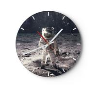 Reloj de Pared 40x40cm Reloj de Vidrio luna tierra astronauta Silencioso