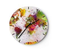 Reloj de Pared 40x40cm Reloj de Vidrio mapa mundo moderno Silencioso Decorativo