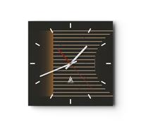 Reloj de Pared 40x40cm Reloj de Vidrio Moderno Negro Amarillo Silencioso