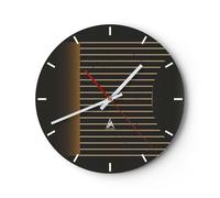 Reloj de Pared 40x40cm Reloj de Vidrio Moderno Negro Amarillo Silencioso