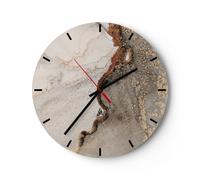 Reloj de Pared 40x40cm Reloj de Vidrio Piedra Arena Abstracción Silencioso