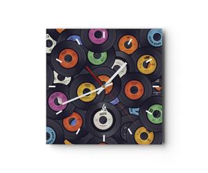 Reloj de Pared 40x40cm Reloj de Vidrio Placas vinilos gráficos Silencioso