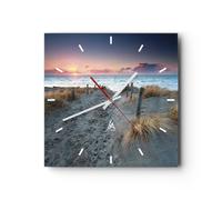 Reloj de Pared 40x40cm Reloj de Vidrio Playa Arena Paseo Silencioso Decorativo