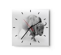 Reloj de Pared 40x40cm Reloj de Vidrio Sabio Blanco Y Negro Luz Silencioso