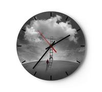 Reloj de Pared 40x40cm Reloj de Vidrio Símbolo Escalera Cielo Silencioso