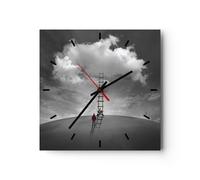 Reloj de Pared 40x40cm Reloj de Vidrio Símbolo Escalera Cielo Silencioso