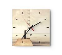 Reloj de Pared 40x40cm Reloj de Vidrio Símbolo Mujer Escalera Silencioso