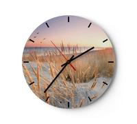 Reloj de Pared 40x40cm Reloj de Vidrio sol pájaros arena Silencioso Decorativo