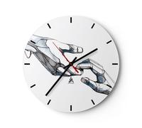 Reloj de Pared 40x40cm Reloj de Vidrio Surrealismo Manos Ayuda Silencioso