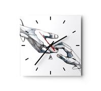 Reloj de Pared 40x40cm Reloj de Vidrio Surrealismo Manos Ayuda Silencioso