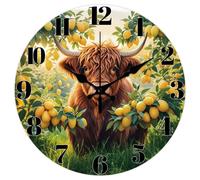 Reloj de pared con forma de vaca de las Highlands, 30 cm - Silencioso y decorativo, ideal para el hogar y la oficina