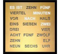 Reloj de pared con palabras, modelo Filius 0402-9, forma cuadrada, color dorado, 40 cm