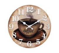 Reloj de pared de cocina con diseño de café, rústico, retro, vintage, reloj de cristal, para cocina, cafetería, decoración de bar, 30 cm, color marrón