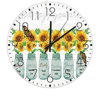 Reloj de pared de madera de 10 pulgadas con texto en inglés "God Says You Are Unique Lovely Strong Coffee Decor for Living Room Beautiful Flowers Butterfly Wall Clock Non Ticking Wooden Wall Clock