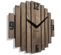 Reloj de pared de madera de roble, 30 cm, color marrón, diseño moderno, funcionamiento silencioso