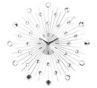 Reloj de pared decorativo grande, 50 cm - Silencioso - Diseño plateado con detalles tipo diamante