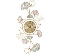 Reloj de pared decorativo LEAVY con delicados detalles metálicos en forma de hojas, de 102 x 52,5 cm