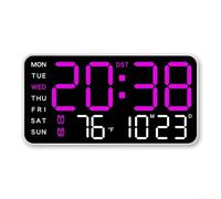 Reloj de pared digital con visualización de temperatura, fecha, semana, reloj despertador activado por voz, ajuste de brillo de cinco niveles para dormitorio, sala de estar, escritorio de oficina o