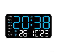 Reloj de pared digital con visualización de temperatura, fecha, semana, reloj despertador activado por voz, ajuste de brillo de cinco niveles para dormitorio, sala de estar, escritorio de oficina o