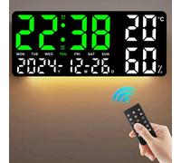 Reloj de pared Digital grande con luz ambiental de 7 colores, 2 alarmas, temperatura, humedad, fecha, reloj de mesa, temporizador de 12/24H, cuenta atrás, despertador LED WWGBL