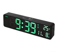 Reloj de pared digital LED, con fecha de temperatura, visualización de semana, control táctil, alarma dual, brillo ajustable para oficina, dormitorio, montaje en pared o mesa, verde y blanco (verde)
