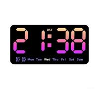 Reloj de pared digital LED grande con visualización de fecha y semana, 3 niveles de brillo, formato de hora de 12/24 horas, función de alarma adecuado para dormitorio, sala de estar, oficina (colorido