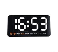 Reloj de pared digital LED grande con visualización de fecha y semana, 3 niveles de brillo, formato de hora 12/24 horas, función de alarma adecuado para dormitorio, sala de estar, oficina (blanco)